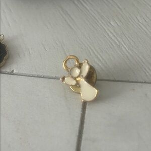 Vintage Tiny Gold & Cream Angel Lapel Brooch Pin